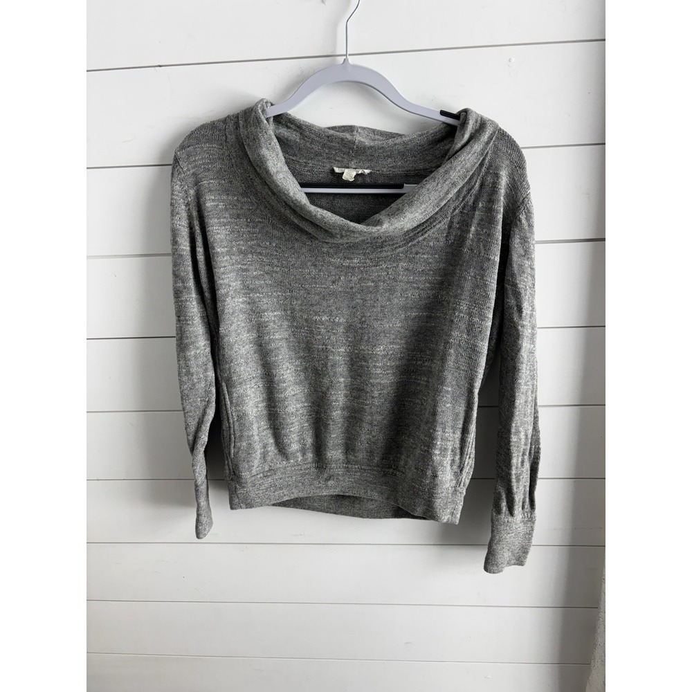 Eileen Fisher Cowl Neck Sweater Women's Medium Gray Knit 100% Cotton